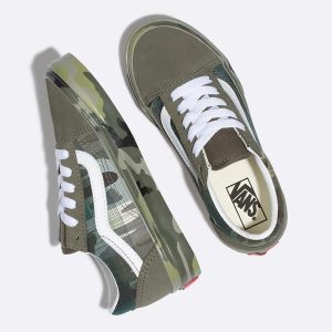 Vans Erkek Çocuk Spor Ayakkabı Old Skool Plaid Camo Mor/Beyaz | 94453-487